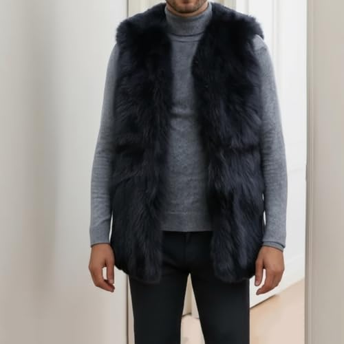 Image of Colf Men's Winter Sleeveless Faux Fur Vest Short Coat | Mens Faux Fur Jacket, Short Coat , Sleeveless Waistcoat, Winter Overcoat, Fluffy