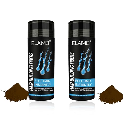 Hinourisha Fibras Capilares Castaño Oscuro 2pack, Fibra Cabello Para Pérdida de Cabello Hair Building Polvos pelo Hombre y mujere, Corrector de Pérdida, Polvos para el Volumen del Pelo Instante