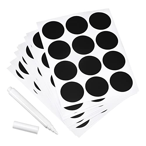 PATIKIL Pizarra Etiquetas Pizarra Pegatinas 38mm No Palabra para Hogar Cocina Albañil Tarro con Tiza Marcador, 12 Etiqueta Por Hoja, 8 Hojas, Recuento 96