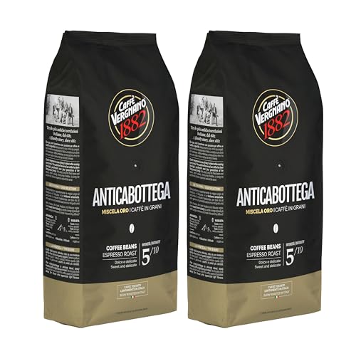 Caffe Vergnano Espresso Beans Antica Bottega Whole Bean Coffee 2.2 lb (Pack of 2) - Italian Medium Roast Arabica, with Chocolate Caramel Notes