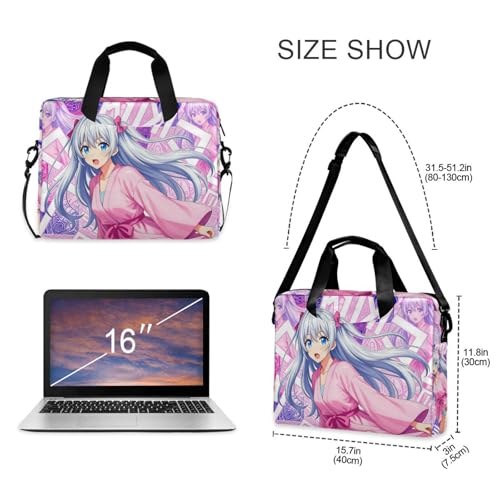 Maletín portátil para laptop 15.6 pulgadas con asa y correa morado rosa miniatura 5