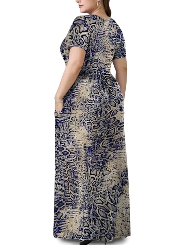 Image of PEVRL Plus Size Maxi Dresses for Women Summer Casual Short Sleeve Long Dress with Pockets 1X-5X