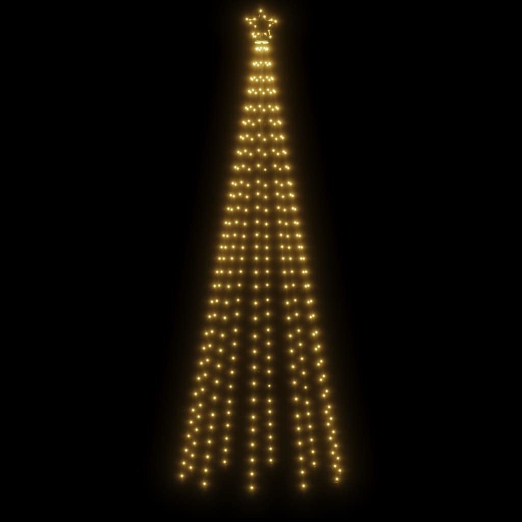Árbol de Navidad LED con piquetas de tierra, luz blanca cálida, 310 ledes, 300 cm, ahorro de energía, con 8 efectos de luz, para exteriores, acero recubierto de polvo