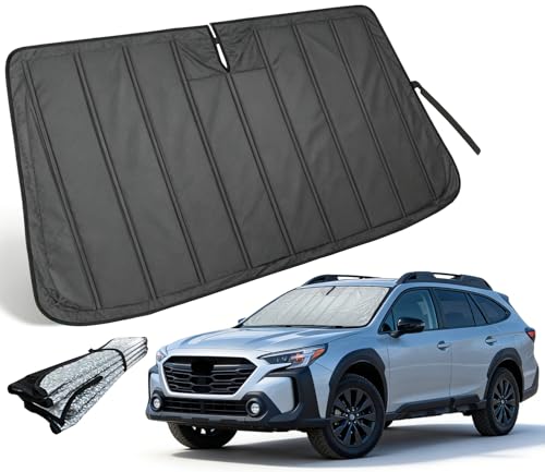Image of Thickened Windshield Sun Shade for Subaru Outback 2020-2025 | Accordion Front Window Sunshade Aluminum Reflective UV Protection Shield, Foldable Sun Visor with Storage Bag Car Accessories
