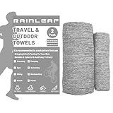 Rainleaf 2 Pack Microfiber Quick Dry Travel Towel, Super Absorbent Ultra Compact Lightweight Camping Towel for Gym, Hiking, Pool, Yoga - Mottled Gray