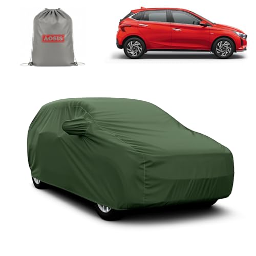 Image of AOSIS 'Waterproof' Car Cover Compatible with Hyundai i20 Asta /Elite /Active /Magna /Sportz /N Line 300 GSM Uly Coated Thick Fabric 4X4, Adjustable Belt Buckle, Elastic Grip
