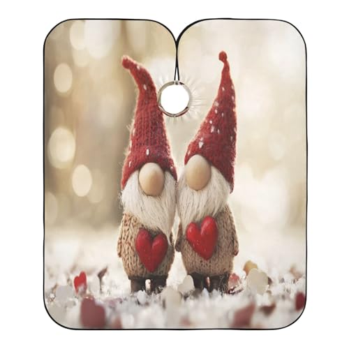 Burbuja Valentine Gnome Barber Cape, Hair Cutting Cape with Adjustable Neckline Waterproof Polyester Salon Barber Cape for Unisex Adult