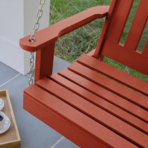 Image of Highwood Lehigh Porch Swing, 4 Feet, Rustic Red