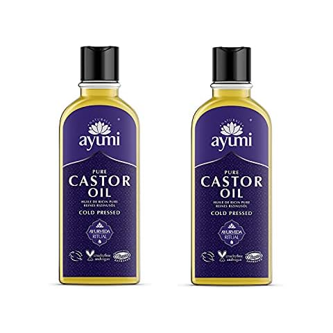 Ayumi Pure Castor Oil, Rich in Fatty Acids to Protect the Skin & Nourish the Hair, Seals in Skin Hydration & Moisture to Leave Skin Feeling Protected - 2 x 150ml Cover