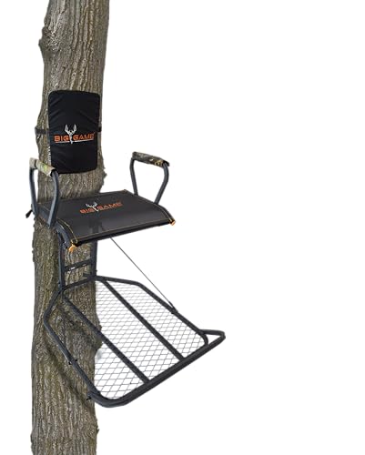 Big Game Captain XC Hang-On Treestand, Lightweight Steel Construction w/Flip-Back Flex-Tek Seat, 300 lbs Weight Rating, 24\"x30\" Foot Platform