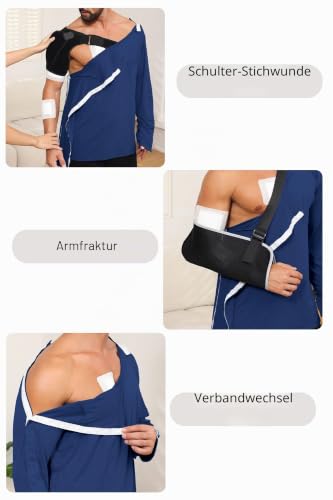 HORSSLE Post Shoulder Surgery Shirt, Comfy Wear After Surgery Shirts, Full Open Side Snap Chemo & Dialysis