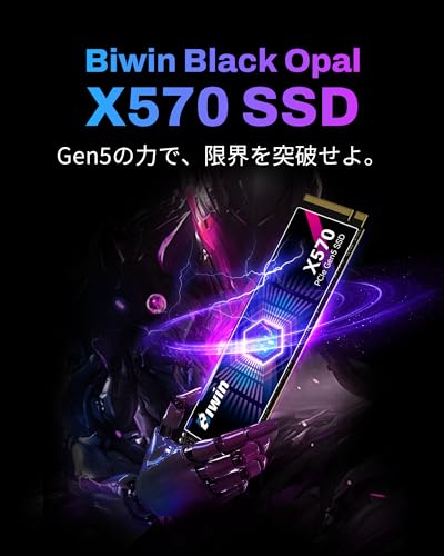 undefined Biwin X570 PCIe Gen5.0 M.2 SSD 1TB Gen5×4 最大読込:14500MB/s NVMe2.0 M.2 Type 2280 PCIe 片面実装 内蔵SSD 低消費電力 TLC 高耐久 メーカー5年保証 の商品画像 1