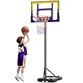 TONBUX Kids Basketball Hoop Outdoor, 3.5-7ft Stepless Adjustable Height, Portable Basketball Hoop for Kids in Backyard, Driveway and Indoor, Shatterproof PC Backboard