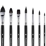 Watercolor Paint Brushes Set 7pcs Professional Superior Soft Squirrel Hair Watercolor Brushes for Ar