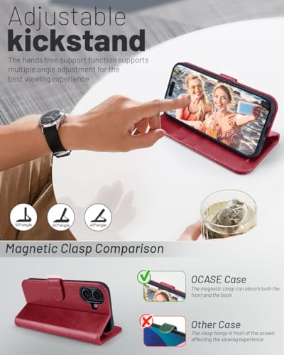 OCASE for iPhone 16 Case, PU Leather Wallet, Magnetic Flip Folio Cover with RFID Blocking, Card Holders, Shockproof TPU - Image 3