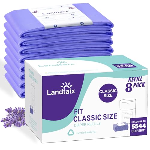 Refills Compatible with Dekor Classic Diaper Pail Refills | 8 Pack for 5544 Diapers(Extra 40% Lengths) Diaper Pail Bags with Extra 30% Thickness Powerful Odor Eliminate Lavender Scent for Baby,Adult