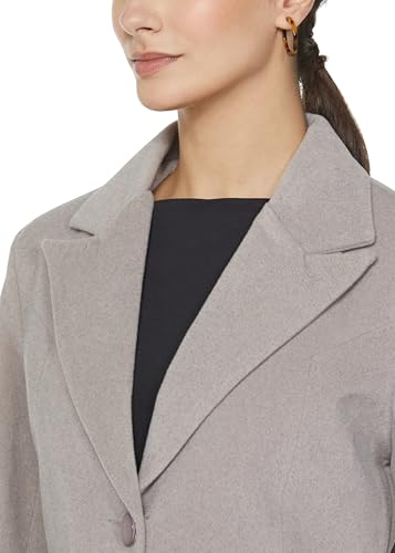 Image of Qube By Fort Collins Women's Knitted Hip Length Tweed Blazer - Stylish, Versatile, And Elegant For Office Or Casual Wear