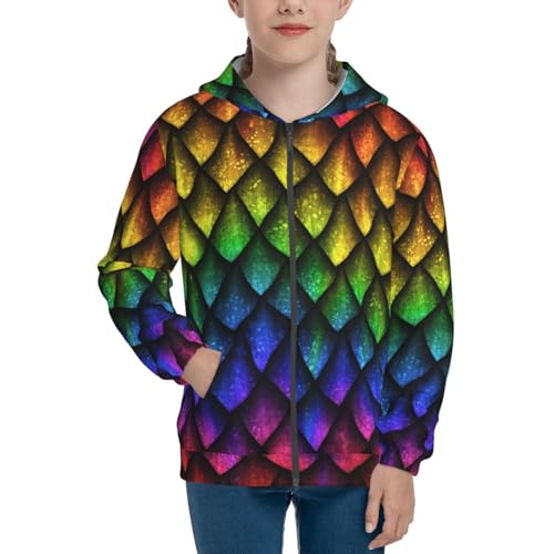 Dragon Scales Kids Pullover Hoodies Boys Zip Up Sweatshirts Girls Athletic Clothes with Pocket3