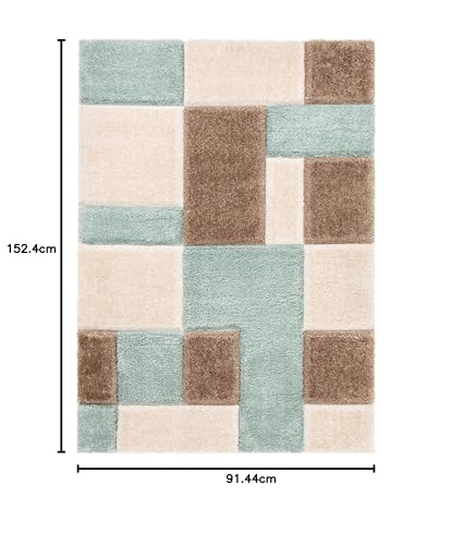 Image of SWEET HOMES. Super Ultra Soft 3D Shaggy Handcrafted Anti-Skid Silk Touch Carpet, Size 3X5 Feet, Colour, Beige /Green /Ivory