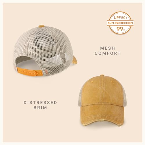 Image of CHOK.LIDS Washed Trucker Hat Unstructured Distressed Pigment Dyed Cap | Vintage washed cotton, unstructured low profile, breathable mesh back, adjustable outdoor headwear
