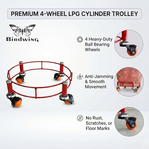 Image of Rincy Stainless Steel Wheel LPG Gas Cylinder Trolley with 4 Wheels (2 Pcs) - WRSG Gas Cylinder Trolley (Multicolor, Pack of 2)