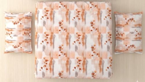 Image of FRESH FROM LOOM Large King Size 240 TC Cotton Flat Sheet with Standard Pillow Covers 100% Cotton 240 TC King Flat Sheet Set - Durable, Soft, and Hypoallergenic, Rust, Size- 108x108 inch
