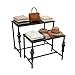 DYNAMI 2-Piece Set Retro Black Nesting Tables, Metal Shoe Handbag Display Stand for Retail Stores,Industrial Retail Display Tables Boutique Display Riser Shelf (Black, 29.5