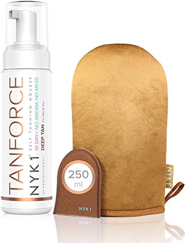 NYK1 TanForce z NYK1 MegaMitt - niewidoczny samoopalacz DEEP TAN FORCE krem do opalania. Złota opalenizna dla australijskiego looku. Opalenie rozwija się w ciągu zaledwie kilku godzin