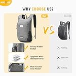 HALOVIE Small Hiking Backpack 10L Packable Lightweight Daypack Foldable Travel Back Pack for Women Men(Lightgray) - Image 4