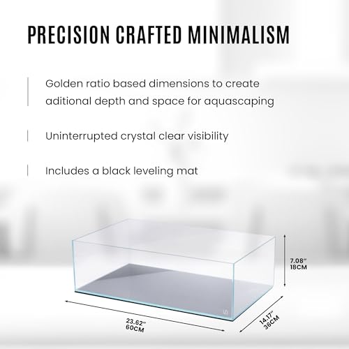 Image of UNS Ultra Clear Rimless Tank - 10.2GAL | 38.8L - 23.62x14.17x7.08 | 60x36x18 CM, 5mm Glass Thickness, Leveling Mat Included - Low Iron, High Clarity Fish Tank w / 45 Mitered Edge - [60S]