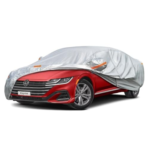 Kayme Sedan Car Cover Fit for Volkswagen Arteon (2019-2025) Automobiles All Weather Waterproof, Outdoor Cover Sun Rain Protection, with Lock and Zippe