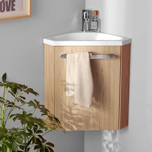 Mob-In Skino - Lavamanos de esquina con lavabo de resina, 35 x 53 x 35 cm