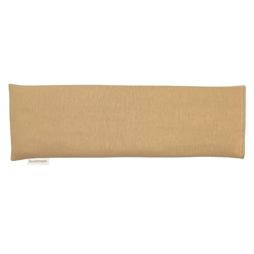 Sachet de graines thermique pour micro-ondes - 45 x 15 cm - Double usage chaud ou froid - Rempli de romarin, de blé et de lavande - Couleur blé - Avec sac étanche - SACTHERAPY