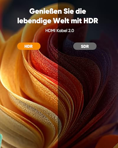 4. Bild von SNOWKIDS 4K HDMI Kabel 2Meter,HDMI-Kabel 4K@60Hz Nylon Geflecht Vergoldete Anschlüsse mit Ethernet/Audio Rückkanal, Kompatibel mit HDTV/Laptop/Blu-ray/Soundbar/Monitor/PS-5/X-box 2m