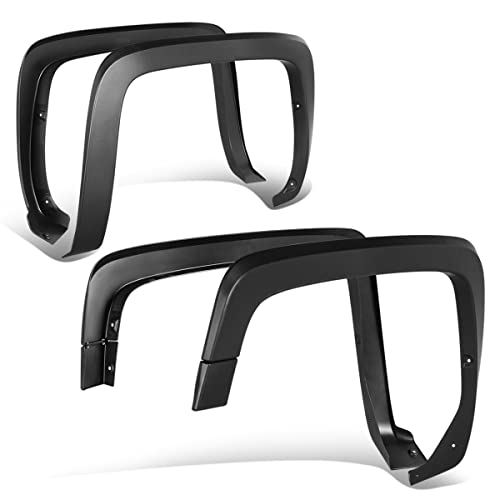 4Pcs Factory Style Paintable Wheel Fender Flares Cover Kit Compatible with Chevy Silverado 1500 2500HD 3500HD Fleetside 2014-2019, Front and Rear, Matte Black