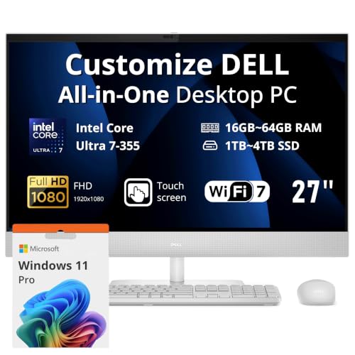 Image of Hotface Customized Desktop, Created Using Dell 27 inch FHD Touchscreen All-in-One Desktop, Intel Ultra 7 355, 16GB /32GB /64GB RAM, 1TB /2TB /4TB SSD, Wireless Keyboard & Mouse, Copilot+ PC, Win 11 Pro, White