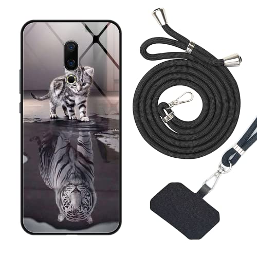 vingarshern Glass Funda para MEIZU 16TH Carcasa Silicona Suave Marco,Meizu 16th Funda de Vidrio Templado con Patrón,Anti-Choque Cubierta Case Meizu 16th Funda con Cuerda,Patrón 06