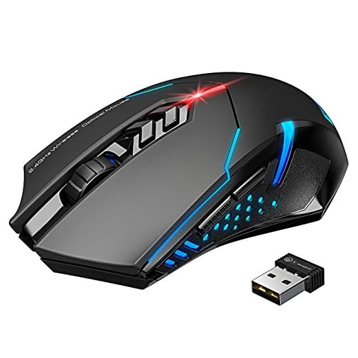 TOPELEK Ratón Gaming Inalámbrico Clic Silencioso 7 Botones USB portátil PC 2.4G óptico inalámbrico 2400 DPI 5 Niveles de ajuste con receptor nano para Windows Mac MacBook Linux-Ultra Ahorro de Energía