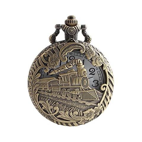 Nuscen Retro Pocket Watch, 3D steam Train Bronze Shape, Nostalgic Punk Pocket Watch, Chain Pocket Watch, Suitable for Holiday Gifting, Decoration Cover