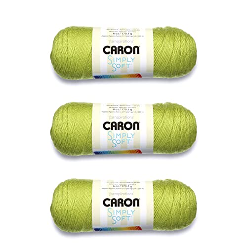 Image of Caron Simply Soft Chartreuse Yarn - 3 Pack of 170g /6oz - Acrylic - 4 Medium (Worsted) - 315 Yards - Knitting /Crochet