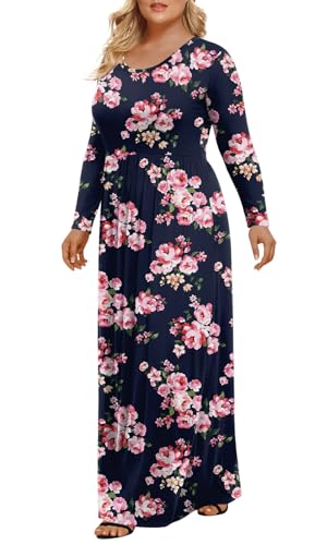 Image of LONGYUAN Women's Plus Size Maxi Dresses for Curvy Women Casual Long Dress XL-6XL
