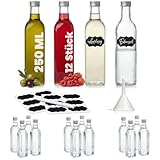 slkfactory 12 Glasflaschen 250ml zum Befüllen – Maraska Likörflaschen 250 ml Flaschen Schraubverschluss – Flasche Glas Etikett Verschenken Leere Kleine Öl Essig