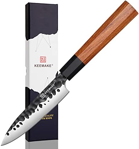 KEEMAKE Kitchen Knife, Japanese Chef Knife Professional 8 inch 3 Layers 9CR18MOV High Carbon Steel Sharp Knife, Chefs Knife Octagon Natural Wood Handle Chopping Knife Meat Cutting Knife
