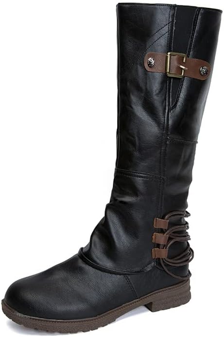 Winter Boots Wide Fit Long Shoes Biker Side Zip Boots length Calf Boots Durability Wedge Ankle Boots Casual Non Slip Pointed Toe Trekking Boots Comfort Extra Comfortable Walking Boots