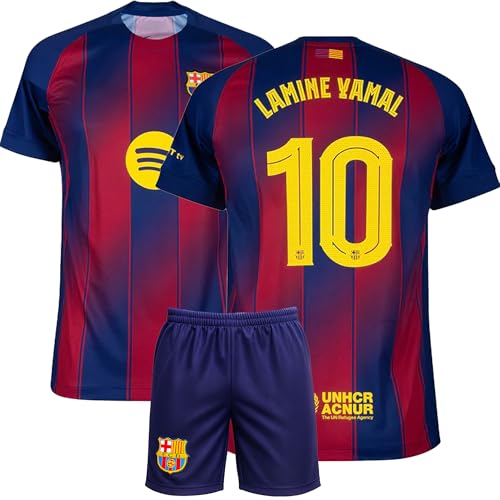 Qycksouth Yamal Nr.19 Heim Trikot für Kinder 2024 Saison – Fußball Set mit Shorts – Fan Trikot Jungen – Atmungsaktiv Sportoutfit – Trikot Kinder – 140