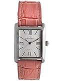 Peugeot Women's Silver-Tone Tank Shape Leather Dress Watch with Roman Numerals, White
