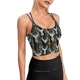 Casual Support Yoga Bra Deer Camo Camouflage American Flag Hunting Black, Padded Gym Running Workout Tank, Wirefree Sports Top for Women & Girls