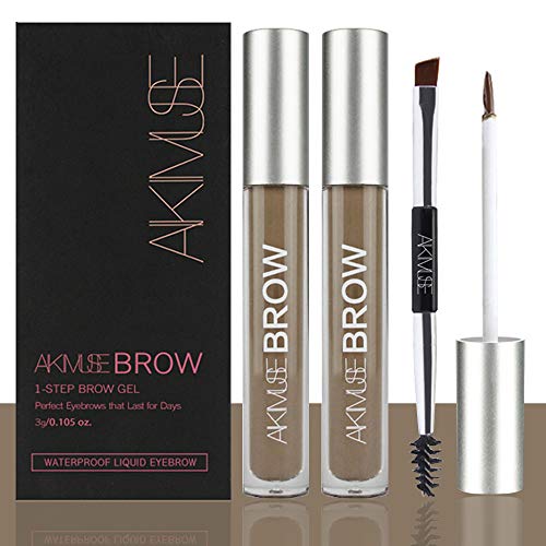 Semi-permanent Eyebrow Gel for Waterproof, Long Lasting, Smudge-Proof, Sweat Resistant, Full Natural, Brow Pen Tinted Makeup (BRUNETTE - 2 pcs)