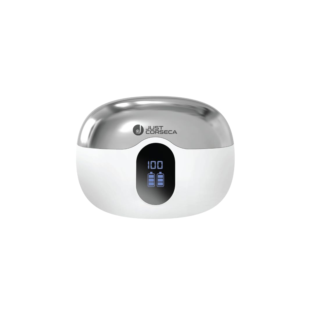 JUST CORSECA Stanley Wireless Earbuds | 20 Hours Playback | Bluetooth 5.0 | Sweat-Resistant Touch Controls (Silver & White)-image-38