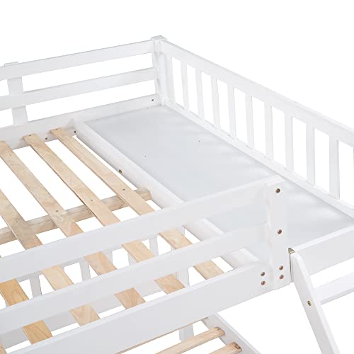 Softsea L-Shaped Triple Bunk Bed For 3 Kids, Wood Bunk Bed With Storage 3 Beds In Oned For Teens Adults (White With Drawers) #TOP7